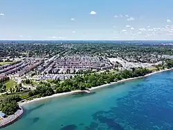 Aerial view of a residences in West Rouge in 2024