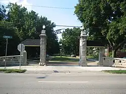 Gate at South end of White Place