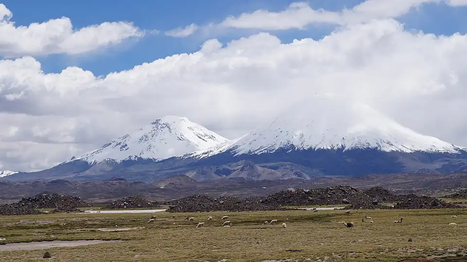 Parinacota on the right and Pomerape on the left