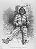 Caricatures of prisoner in stripe uniform