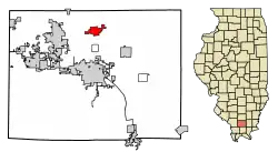 Location of Johnston City in Williamson County, Illinois.