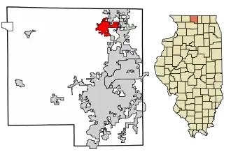 Location of Rockton in Winnebago County, Illinois.