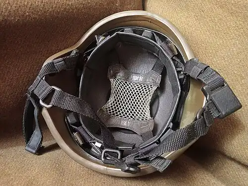The interior of a wz. 2000 helmet.