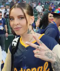 Young Miko at the 2025 All-Star Legends & Celebrity Softball Game