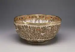 Satsuma ware bowl with a multitude of women, Meiji period, c. 1904, by Yabu Meizan