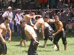 Image 31An oil wrestling tournament in Istanbul. (from Culture of Turkey)