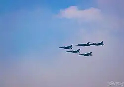 Bangladesh, Yakovlev Yak-130 of Bangladesh Air Force fly over national parade ground during Flypast of Victory day of Bangladesh (2016)