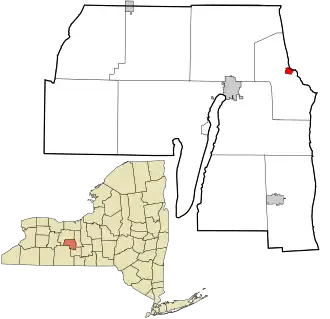 Location in Yates County and the state of New York.