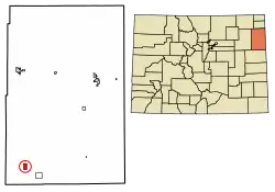Location within Yuma County and Colorado