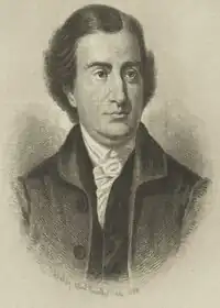 A drawing of Edmund Randolph, facing right