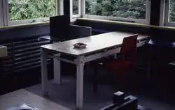 Custom designed dining set with table and chair in the style of the dutch De Stijl movement