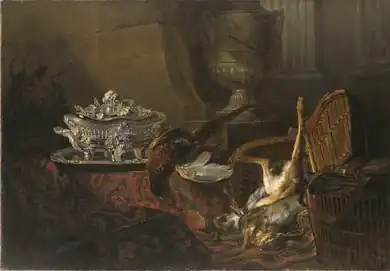 Still Life with Dead Game and a Silver Tureen on a Turkish Carpet (1738), 120 x 171&nbsp;cm., Nationalmuseum