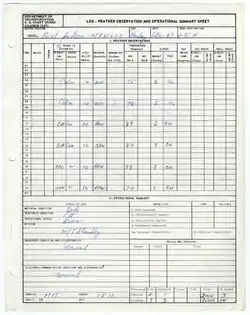 Image of the vessel's logbook