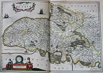 Mapa del país de Caux (Geographia Blaviana, Ámsterdam: Joan Blaeu, 1659])