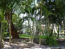 Áreas verdes con caminos en la Hacienda Vista Hermosa, Tequesquitengo, Morelos. México