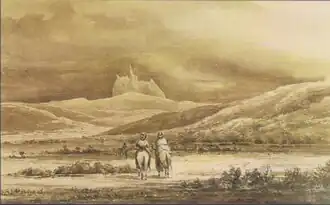 Órganos de Actopan desde el camino a Real del Monte.