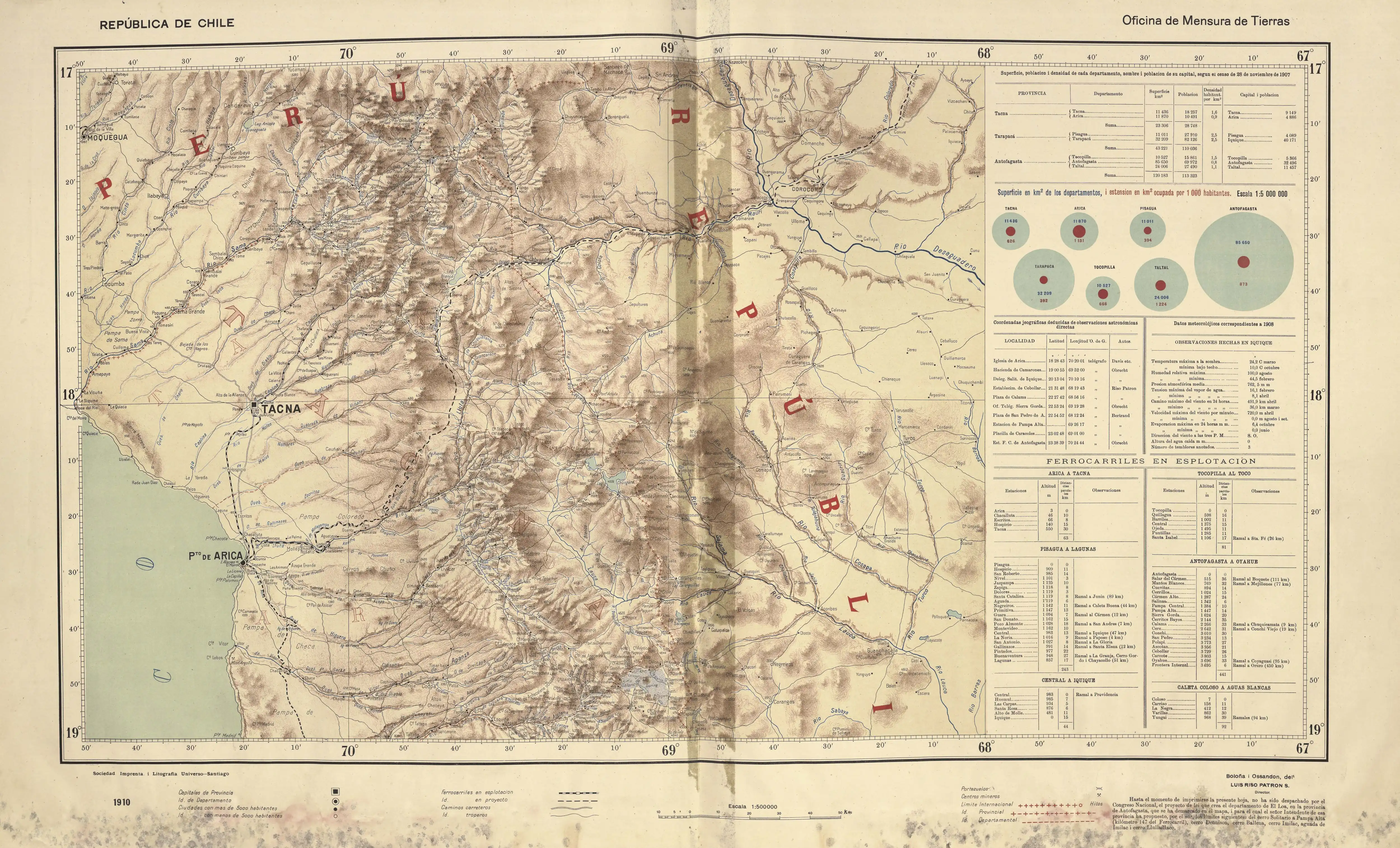 Cuenca superior del río Lauca en los Mapas Provinciales Atlas Centenario.