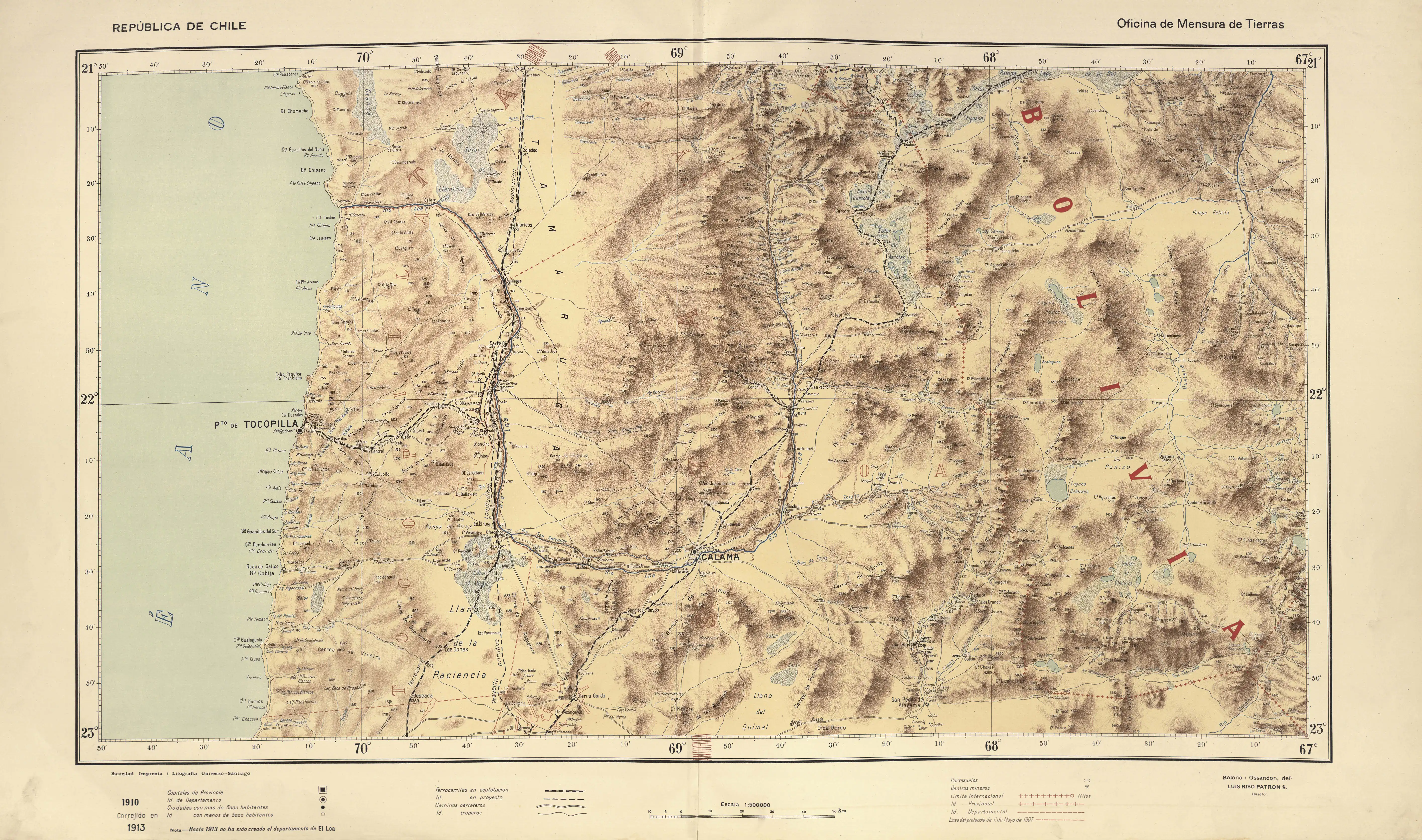 Topografía y toponimia de la zona fronteriza en Mapas Provinciales Atlas Centenario.