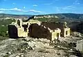 Vista general (suroccidental) de las ruinas de la ermita de Santa Bárbara en Ademuz (Valencia). Siglo XVII.