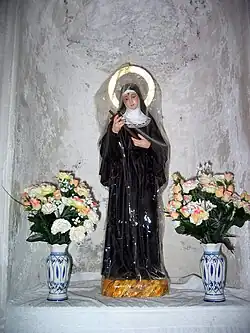 Imagen de santa Rita en la iglesia parroquial de Arroyo Cerezo, Castielfabib (Valencia).