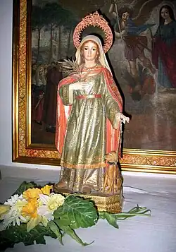 Imagen de santa Quiteria en la ermita de su advocación en Hoya de la Carrasca, año 2006.