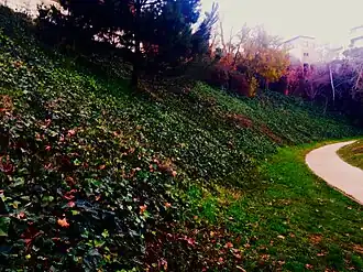 Terraplén en el centro del parque.