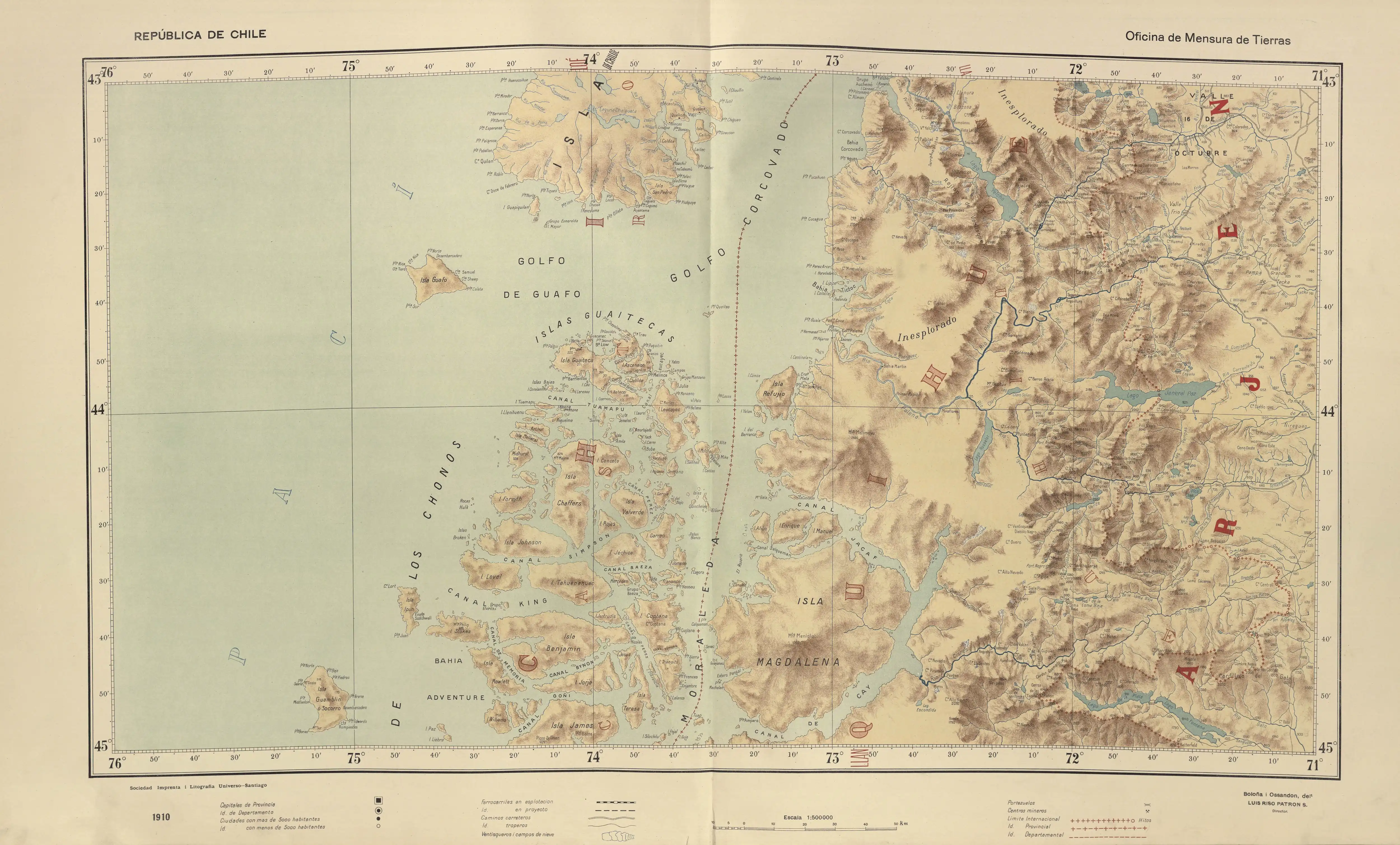 La cuenca del río Tictoc, en un mapa de Luis Risopatrón de 1910.