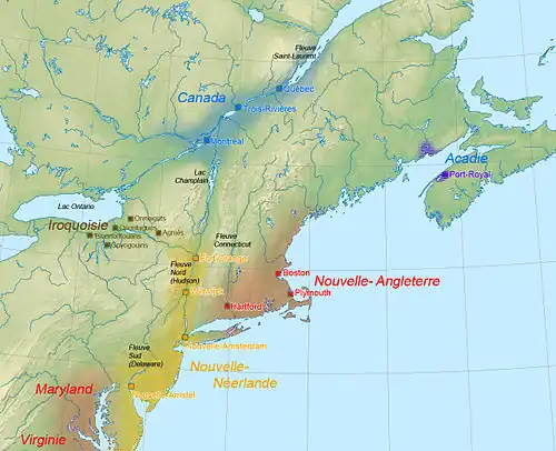 Colonias europeas en Norteamérica (1664)