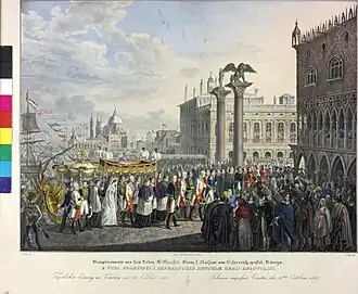El Emperador Francisco I en Venecia, el 31 de octubre de 1815.