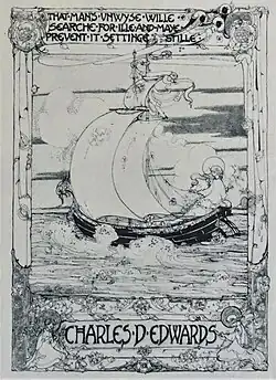 Una placa de libro de 1907 Jessie M. King para Charles D. Edwards sobre vitela japonesa.