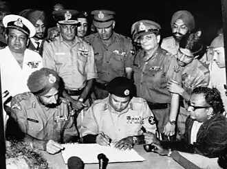 Firma de la Rendición de Pakistán el 16 de Diciembre de 1971