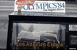 Máquina de Los Angeles Times durante los Juegos Olímpicos de Los Ángeles 1984.