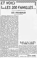 La serie "Y aquí están las 200 familias..." de Augustin Hamon, publicada en el periódico comunista de L'Humanité, de 21 de enero de 1936, (París, BnF.)