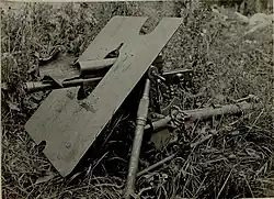 Un Infanteriegeschütz M.15 dañado, 1916.