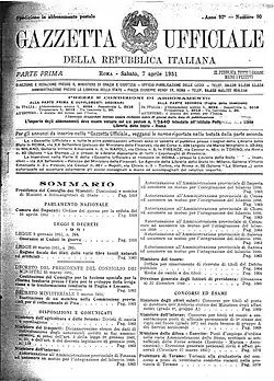 Gazzeta Ufficiale della Republica Italiana, editada por el IPZE.