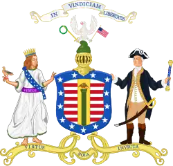 Tercer escudo de armas propuesto de los Estados Unidos, diseñado por William Barton y presentado al Congreso Continental el 9 de mayo de 1782