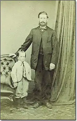 Retrato inglés por el breeching, con pantalón knickerbocker, c. 1867.