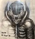 Dibujo de H. R. Giger para Alien: el octavo pasajero (Ridley Scott, 1979).