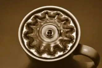 Una foto con flash de una taza de café negro vibrando en modo normal.