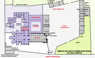 Plano de la abadía de Saint-Pierre-Sur-Dives en el siglo&nbsp;XVII