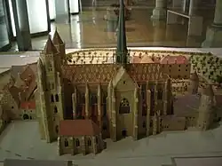 Maqueta de la reconstrucción de la abadía (ca. siglo&nbsp;IX)
