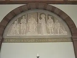 "Wie S. Hildegard in Ingelheim zu Kaiser Barbarossa spricht." ("Como santa Hildegarda habla al emperador Barbarroja en Ingelheim").