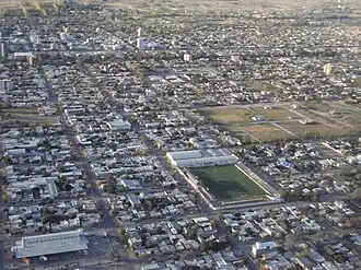 Vista aérea de la ciudad de General Roca (provincia de Río Negro).
