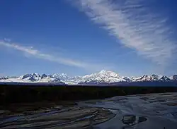 Vista de la cordillera de Alaska desde el parque nacional Denali.