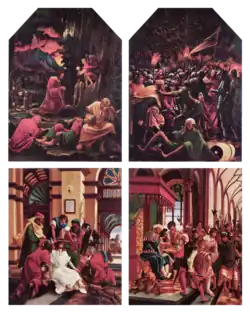 Parte de los paneles del llamado retablo o "altar de San Sebastián" (Sebastianaltar)[132]​ del monasterio de San Florián[133]​ (Sankt Florian, Austria), de Altdorfer (1509-1519).[134]​