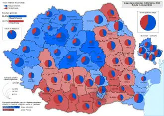 Distribución geográfica de los votos por condados (segunda vuelta)