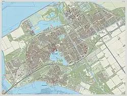 Plano de la ciudad de Almere, Homeruskwartier (círculo a la izquierda)