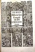 Series totius (1557), frontispicio de principio de libro compuesto con tacos xilográficos