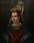 Retrato inspirado en Hürrem Sultan; en su cabeza porta la leyenda de una corona que ella misma se mandó a hacer. Esta corona tenía distintos tipos de joyas.