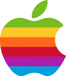 Logo de Apple desde 1977 a 1998 (se utilizó en Estados Unidos, Canadá, México hasta 2008, diseñado por Rob Janoff).[44]​